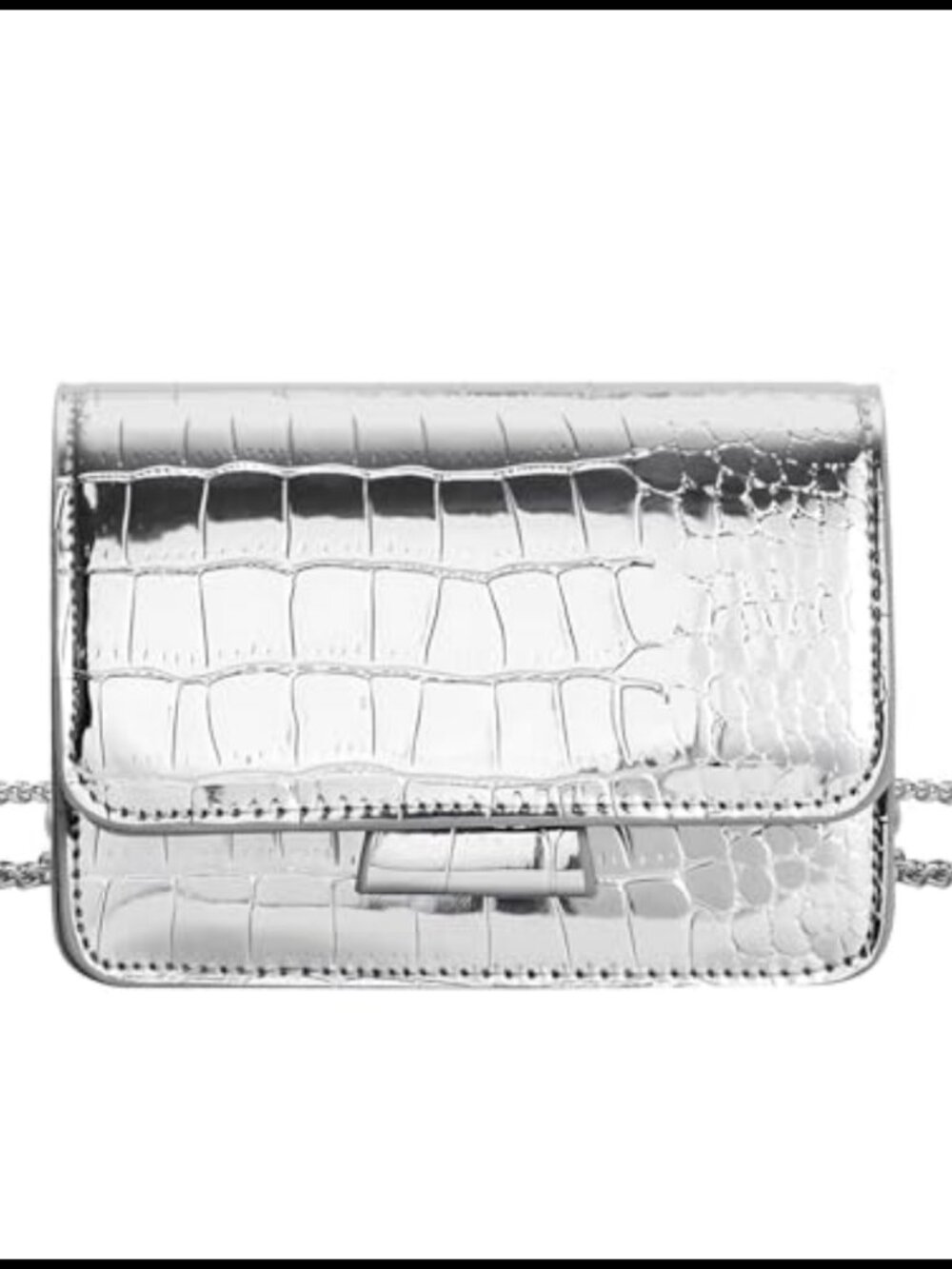 LJCZKA Mini Crossbody Bag PU Leather Crocodile Embossed Clutch with Detachable